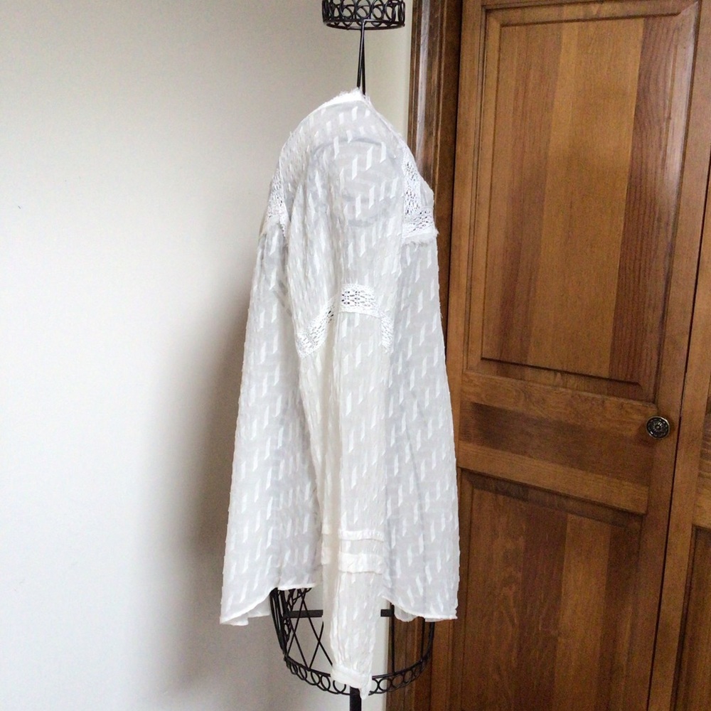 REBECCA TAYLOR Cream Silk Double Tie Neck Blouse, 0 - Picture 3 of 6